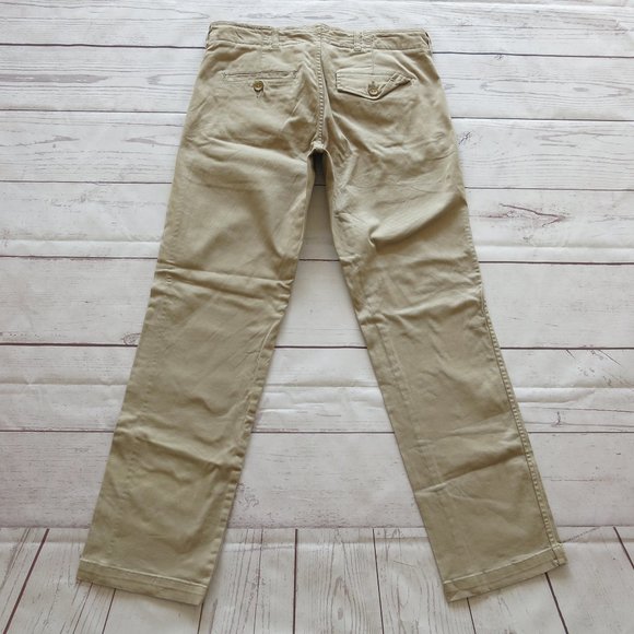 Daughters of Liberation Anthropologie Cotton Blend Straight Leg Khaki Pants Sz 8 - Picture 1 of 6